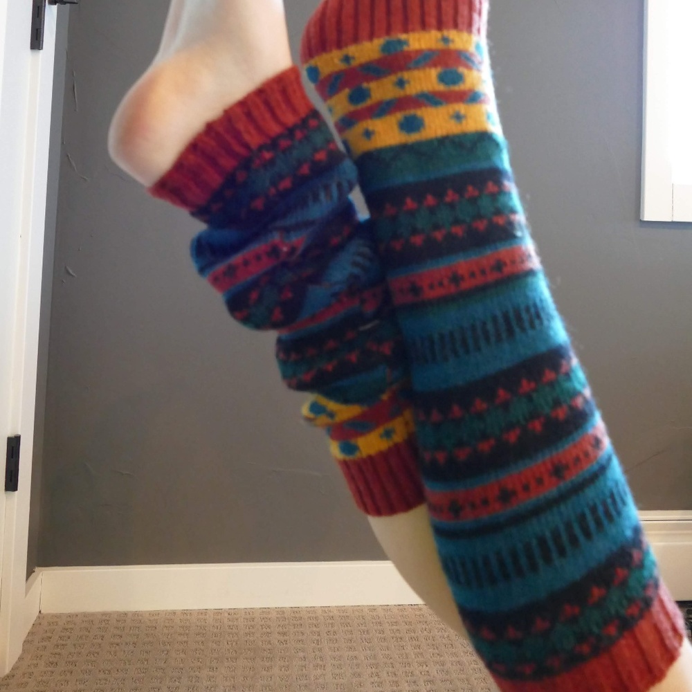 Knit Striped Leg Warmers